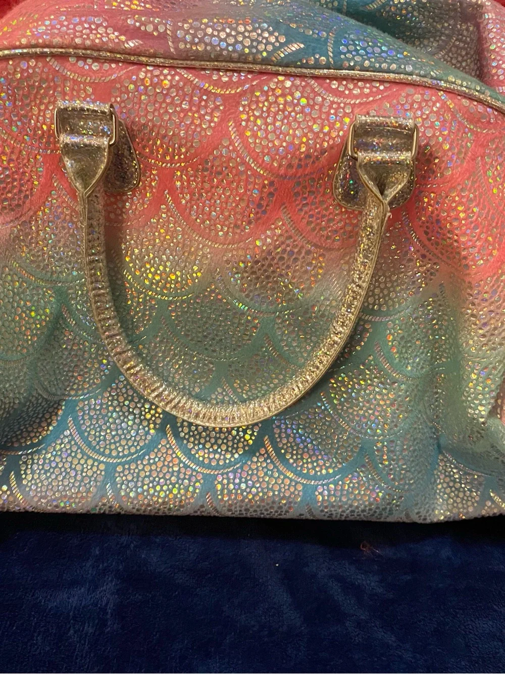 Justice Holographic Mermaid Duffle Bag - Pink, Blue